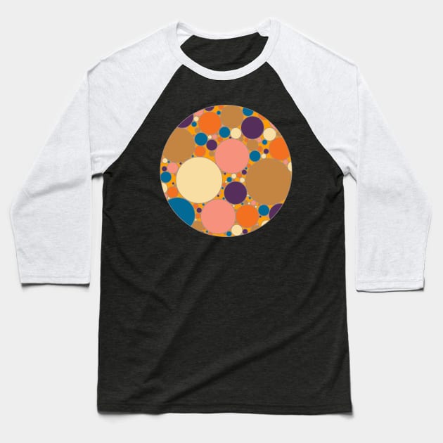 Circles Filled With Warm Summer Colours Baseball T-Shirt by Rhubarb Myrtle